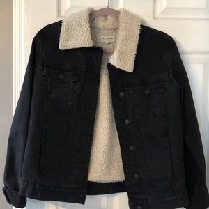 Black fur Jean jacket